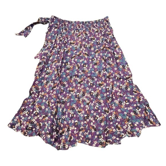 Band of the Free People Linaelle‎ Purple Floral Faux Wrap Skirt Midi NWT $89 MED - Picture 16 of 16